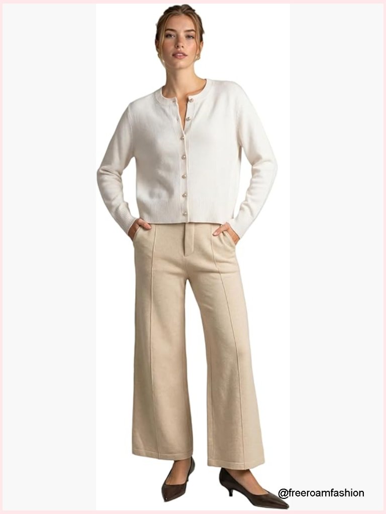 100% Cashmere Button Cardigan Lightweight Knit Long Sleeve